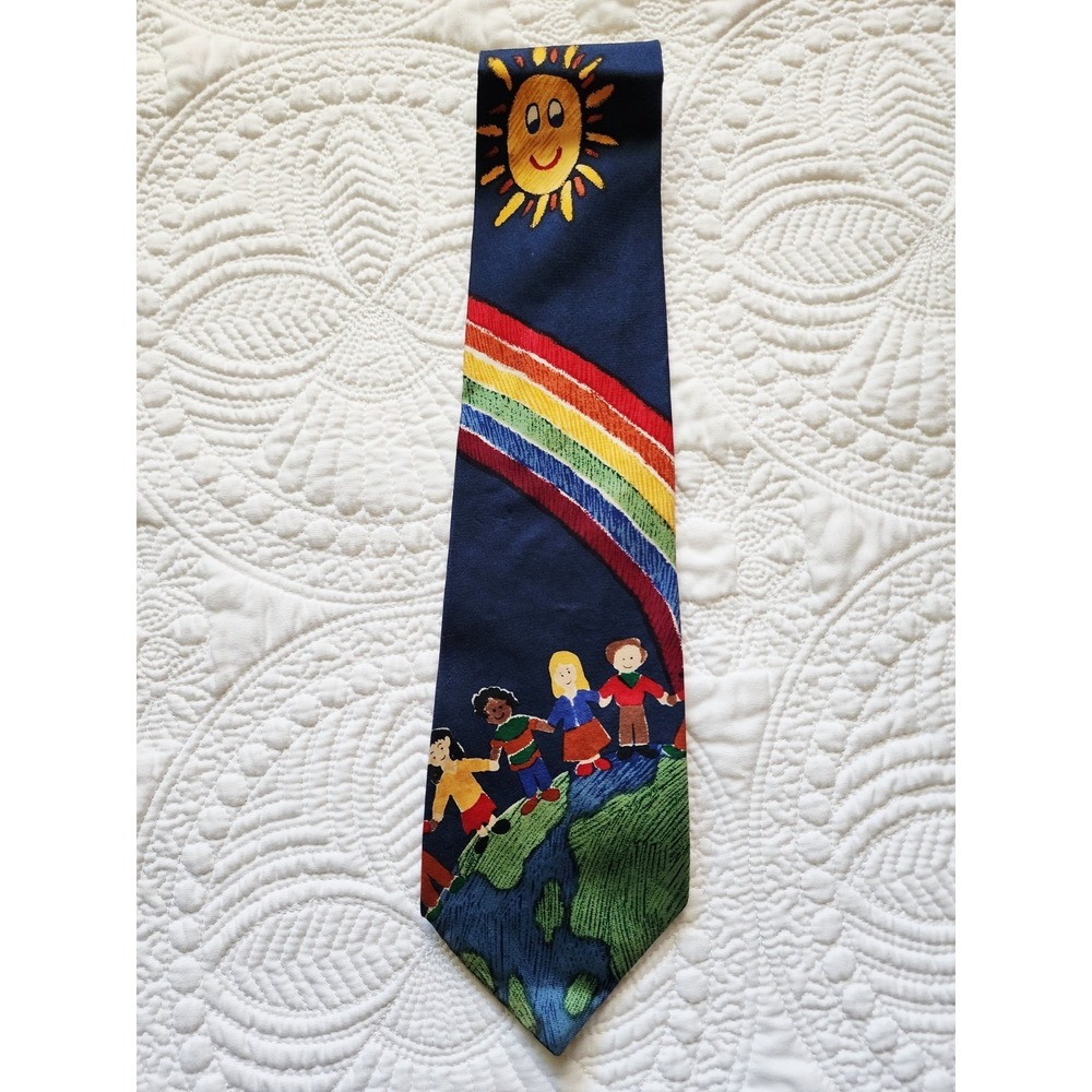 Save The Children 'Children Holding Hands' Men's Necktie‎ 100% Silk Made In USA